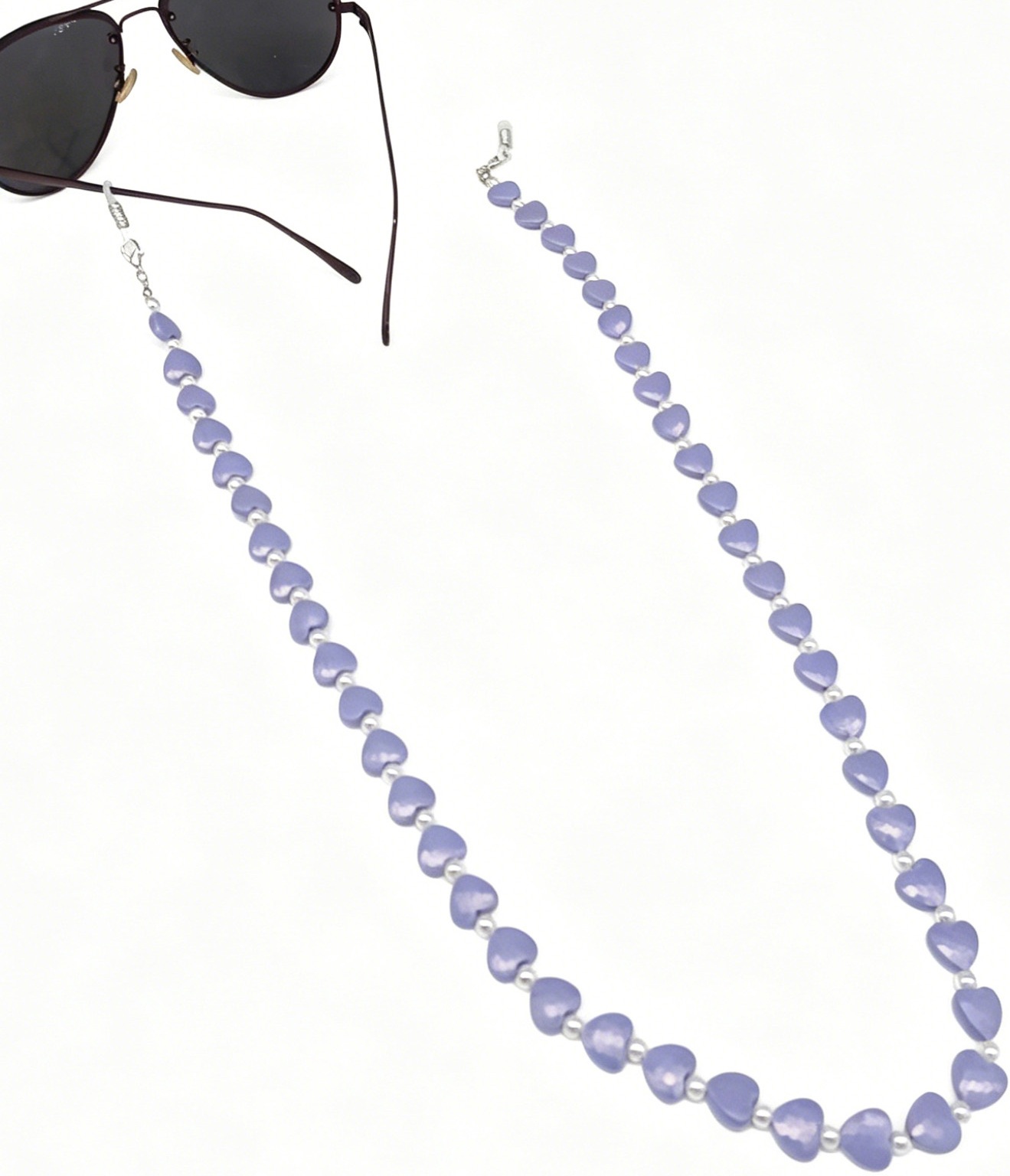 F-F21.2 GL2620-016 Sunglass Chain Hearts Purple