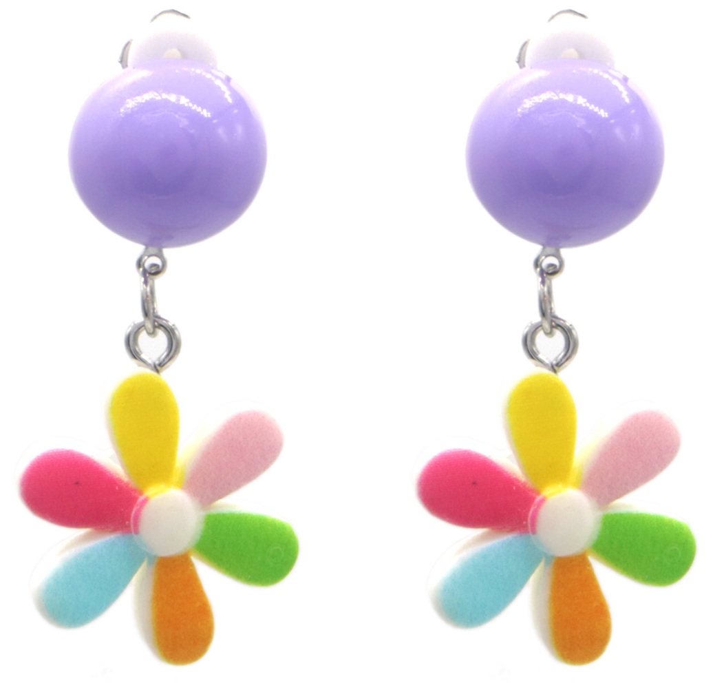 G-C14.1  E1030-005 Earrings for Kids Clip On - Flower