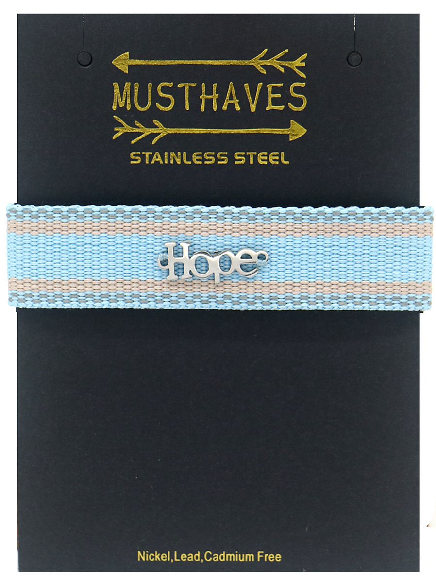 A-F3.2  B220-061 Knitted S. Steel Bracelet HOPE Blue-Silver