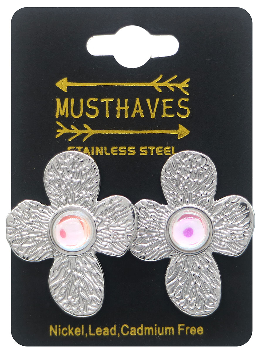 G-C4.4 E103-253S S. Steel Earrings 3.5cm Flower