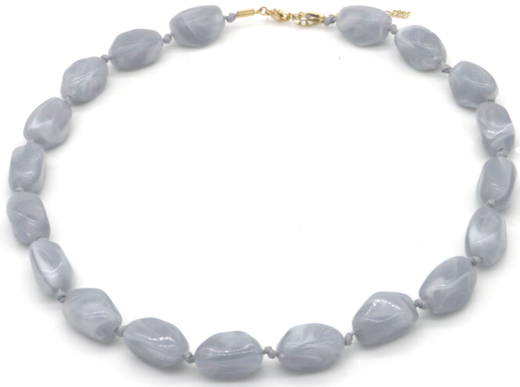 H-A25.2 N2582-016-7 Necklace with Acrylic Beads 47-55cm Grey