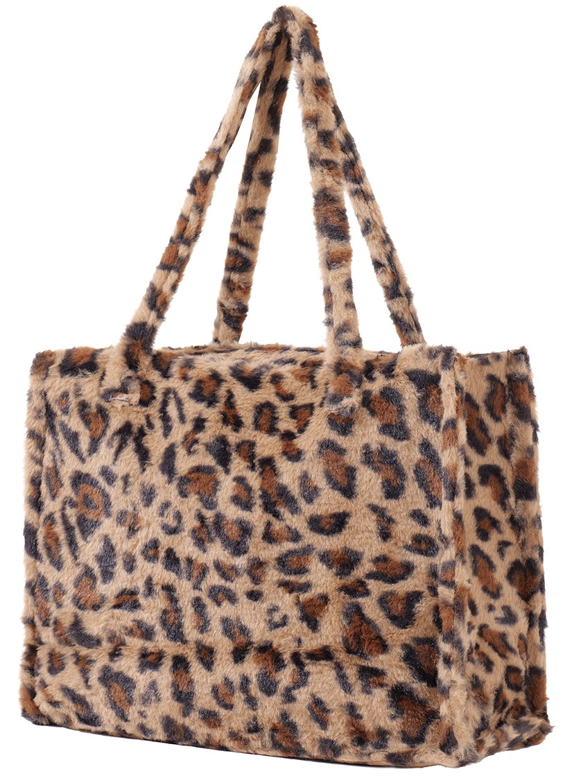 Y-A2.2 BAG1014-001-1 Fluffy Faux Fur Shopper 36x29x13.5cm Leopard