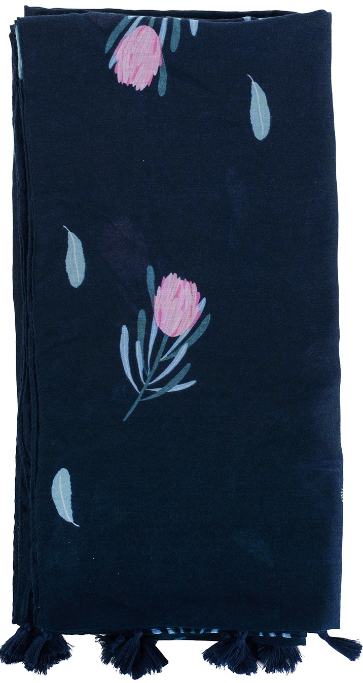 X-J10.1 SCARF1107-001-2 Summer Scarf Flowers - Tassels 180x90cm