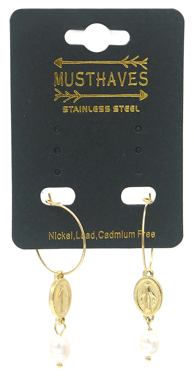 B-D3.2 E220-043G S. Steel Hoop Earrings 2x4.5cm Gold