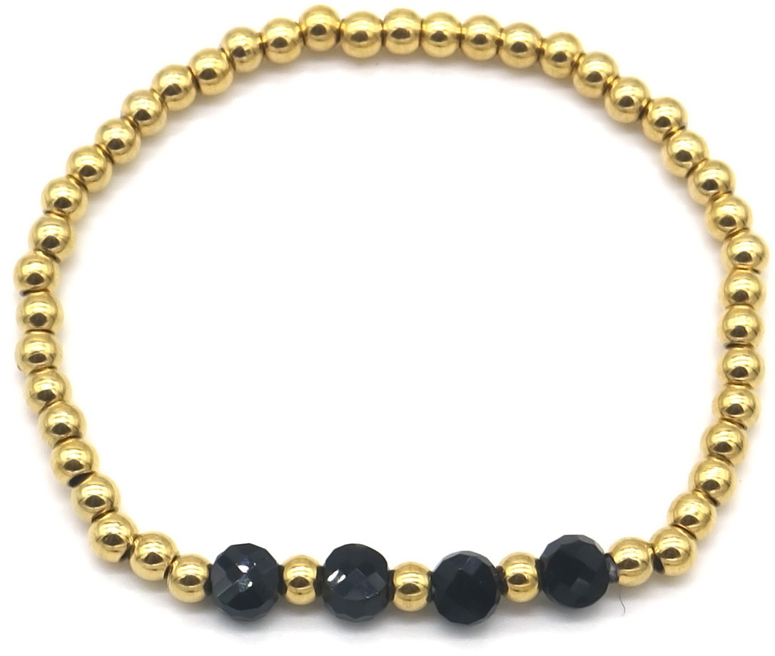 E-D23.2 B100-001-1 S. Steel Bracelet Glassbeads