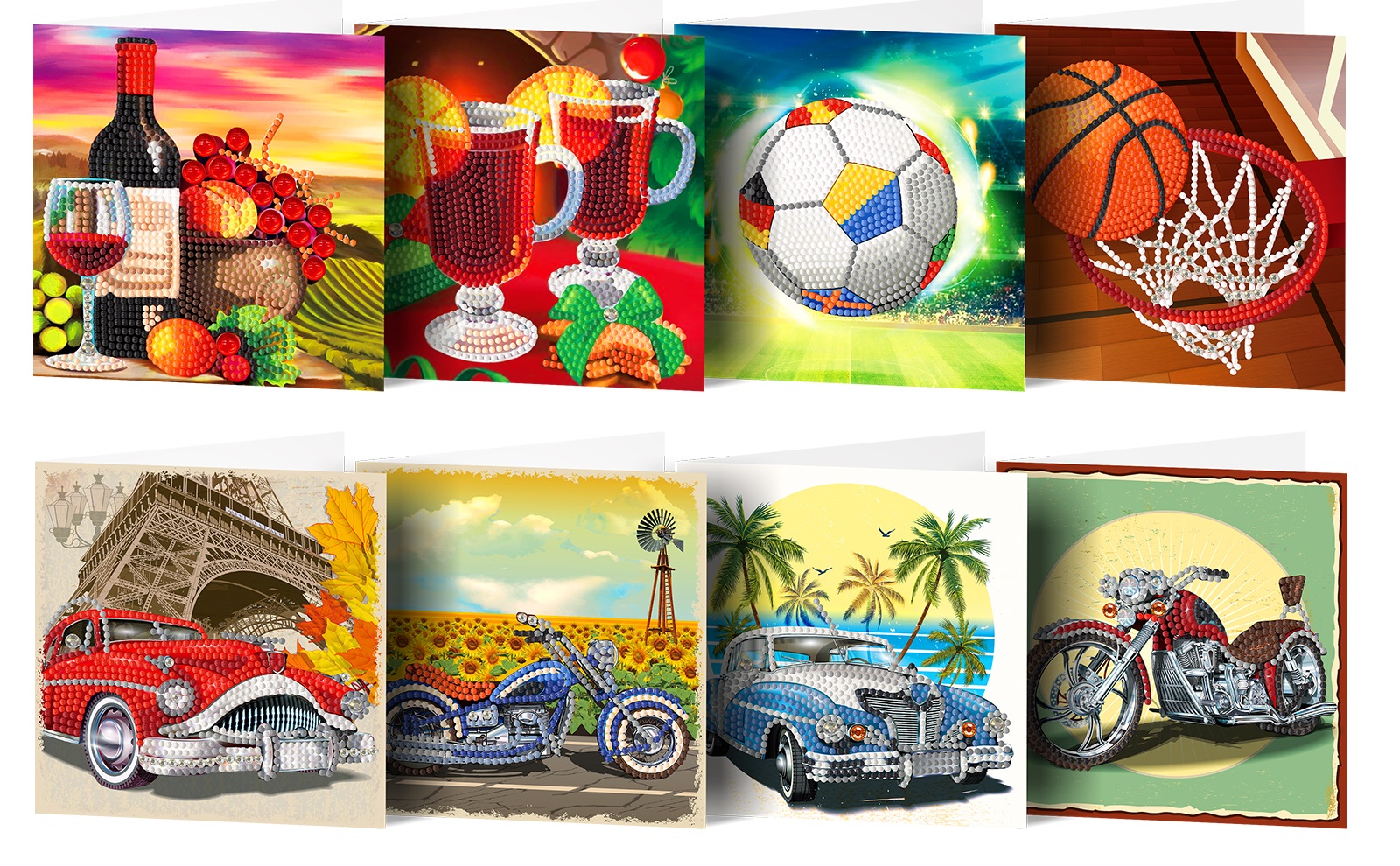 T-A8.1 HKDZ18 Diamond Painting Postcard set 15x15cm 8pcs