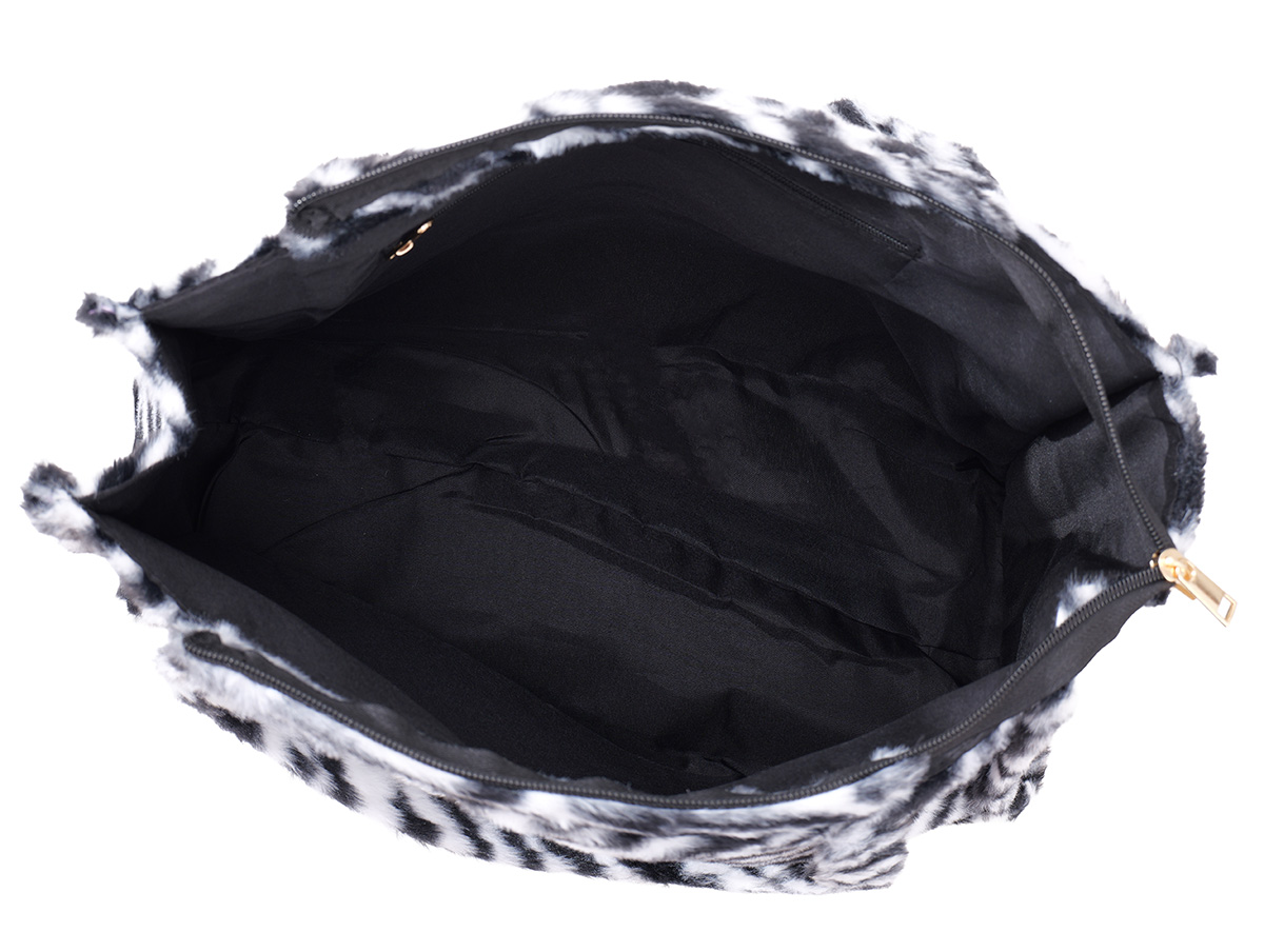 Z-E3.2  BAG1014-001-7 Fluffy Faux Fur Shopper 36x29x13.5cm Zebra