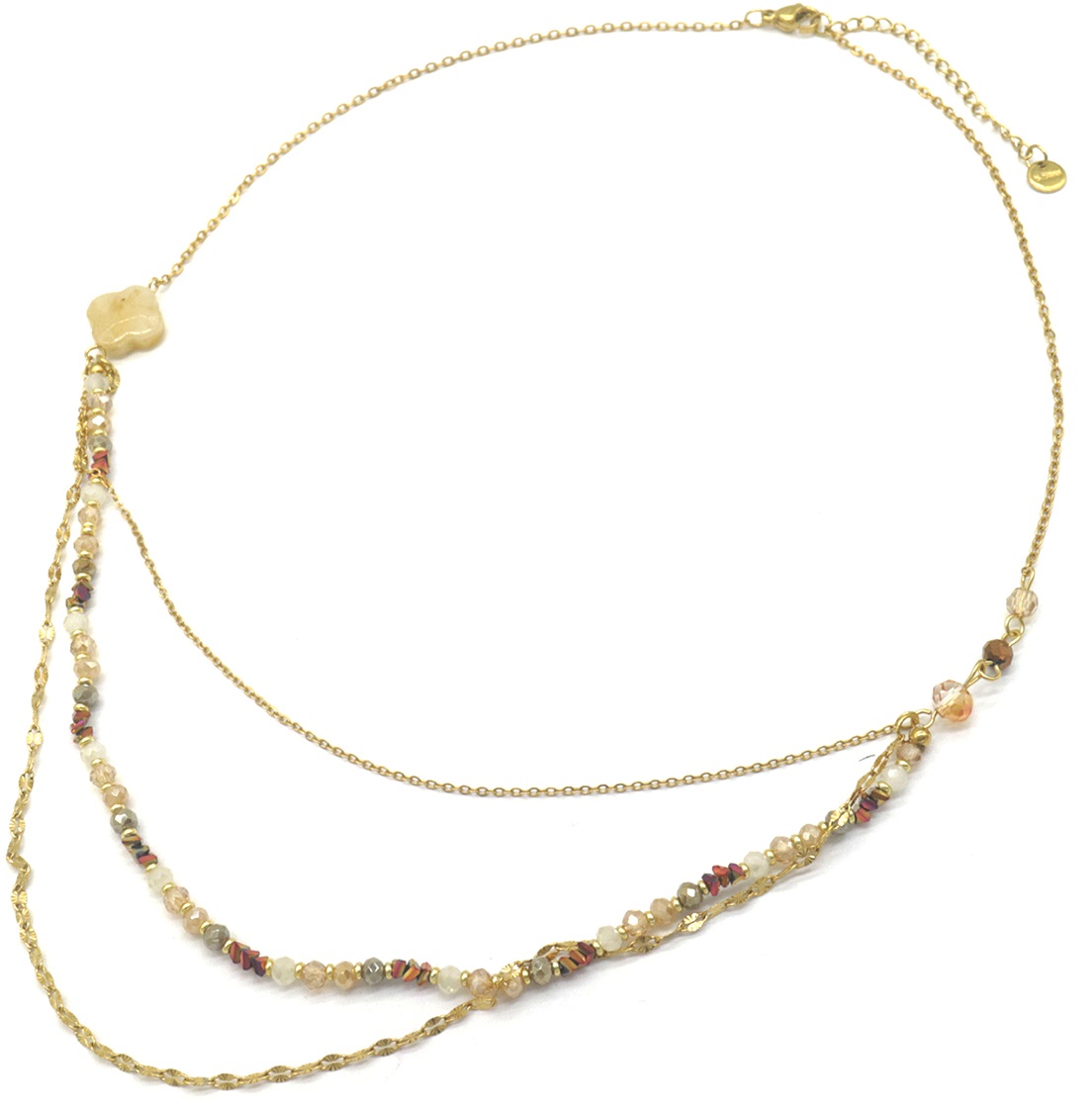 C-C3.3 N221-363 No. 2 S. Steel Necklace Layered Brown