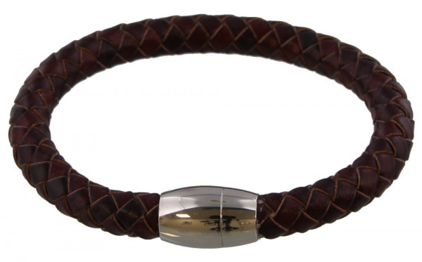 H-B9.2 B105-004 S. Steel with 8mm Leather Bracelet Brown 21cm