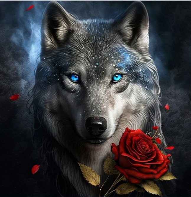 R-K2.2 DP2545016 Diamond Painting -Canvas 30x20cm - Painting 25x15cm Wolf