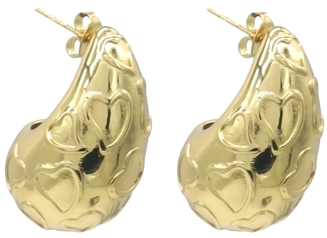 F-B23.1 E126-138G S. Steel Earrings Drop Hearts 3cm