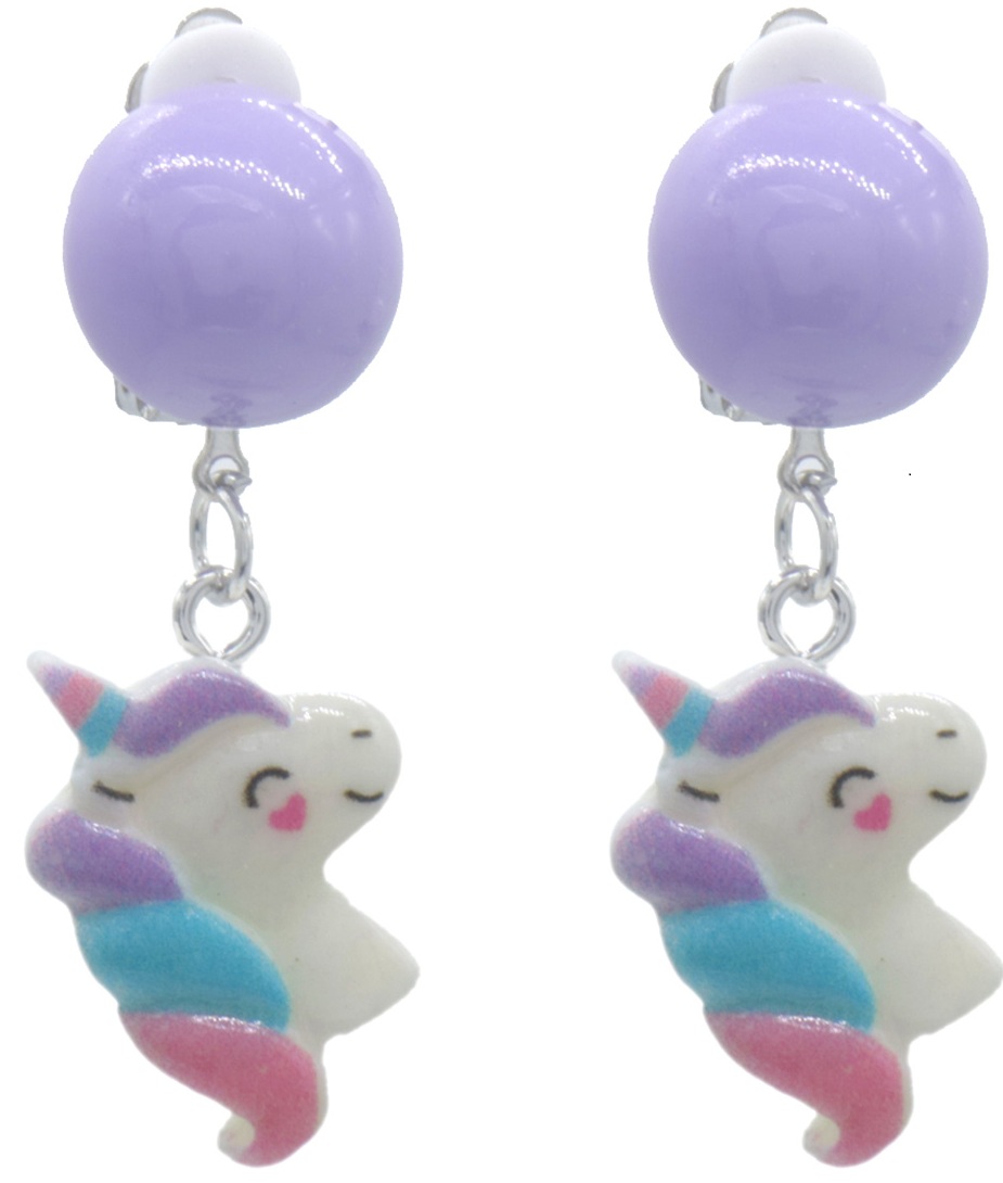 A-A9.2 E1030-008 Earrings for Kids Clip On - Unicorn