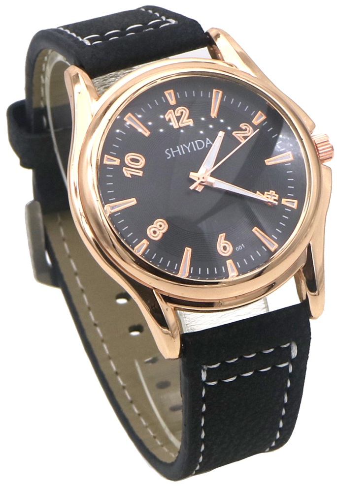 E-D7.2 W002-004-3 Quartz Watch PU Strap Black