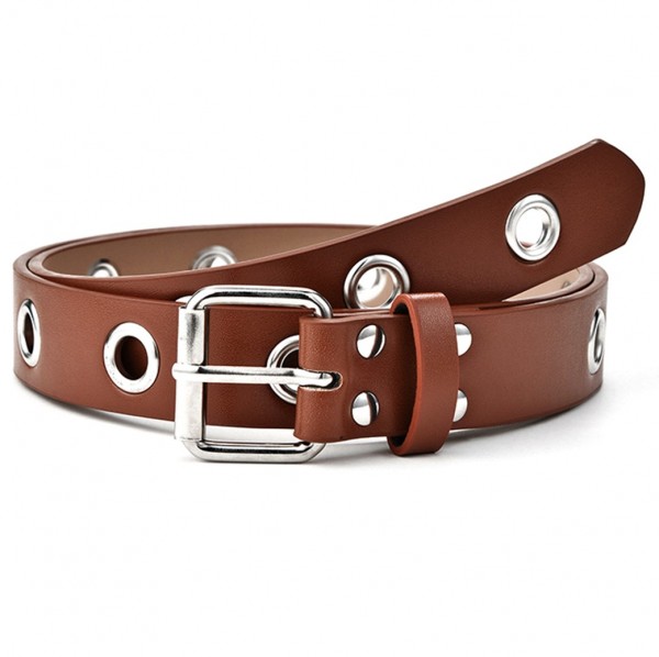 X-M2.2 BELT007-017 PU Belt Studs Adjustable 3cmx105cm Brown X-M2.2 BELT007-017 PU Belt Studs Adjustable 3cmx105cm Brown