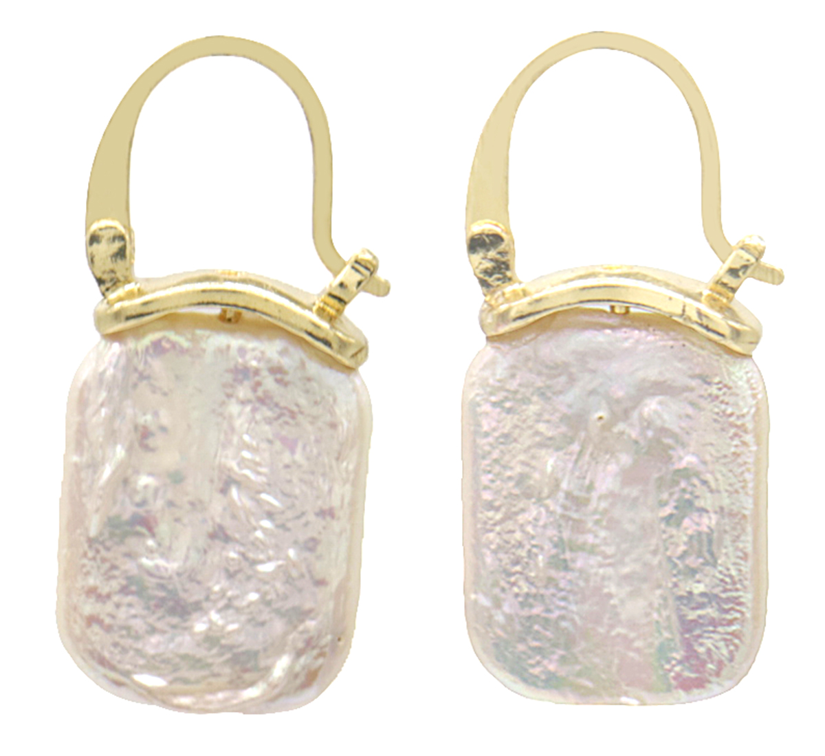 C-B15.1 E031-079G S. Steel Earrings Mother of Pearl 3x1.2cm