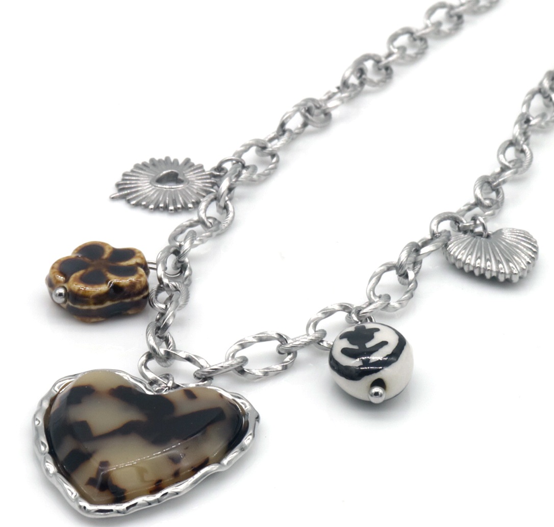 H-E16.2 N1160-003S S. Steel Necklace XL Charms 40-45cm