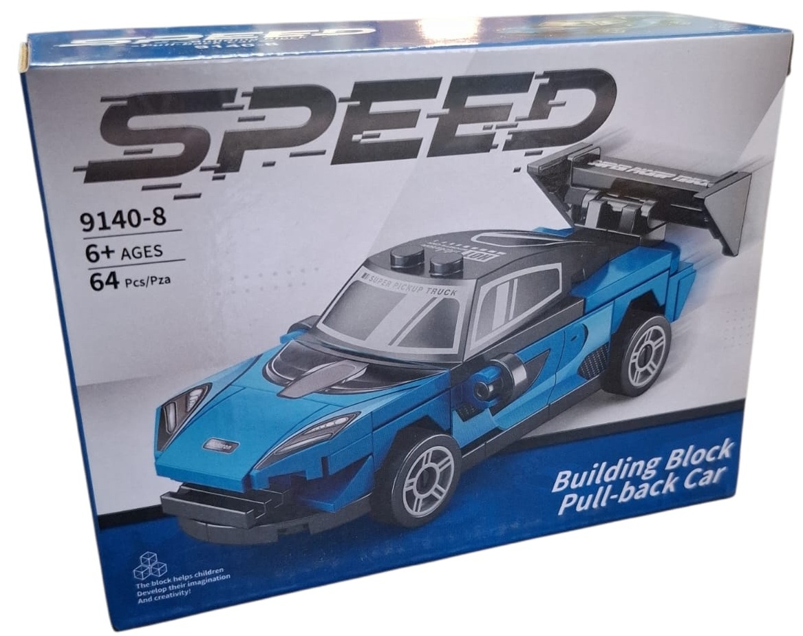 Y-A6.5 TOY9140-8 Building Blocks Pullback Car - 64pcs