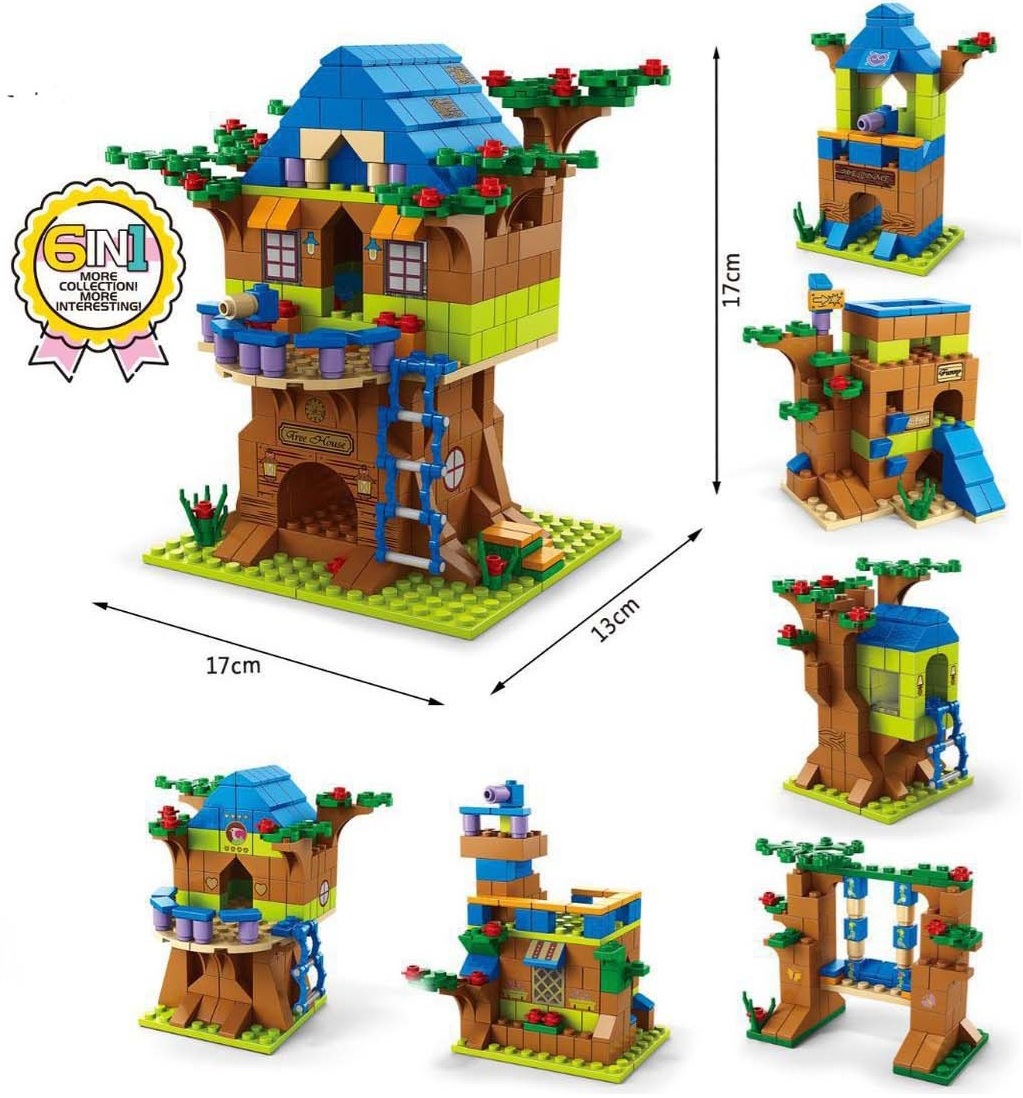 T-D6.2  TOY8832-5 Building Block Set 6 in 1 Treehouse - 1000pcs
