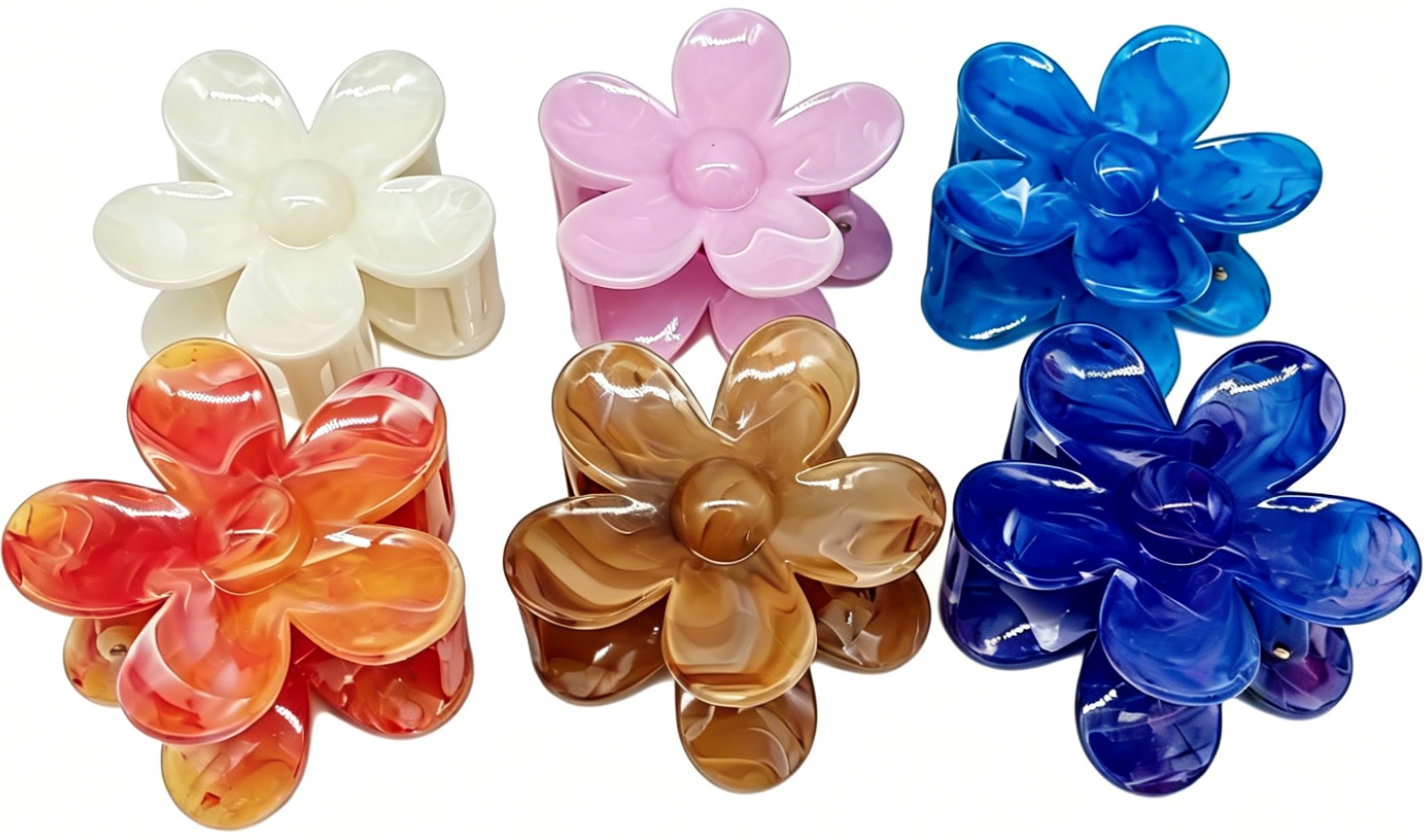 K-B7.2 H1124-003 Hair Claw Flower 8cm - Set 6pcs