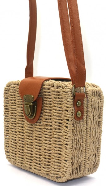 K-D2.2 BAG607-007 Woven Bag 18.5x16x5.5cm Brown