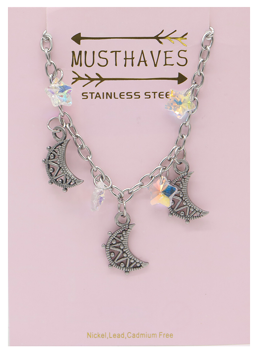 E-B5.2 B2053-001 S. Steel Bracelet Moon and Stars 14 - 17cm  E-B5.2 B2053-001 S. Steel Bracelet Moon and Stars 14 - 17cm