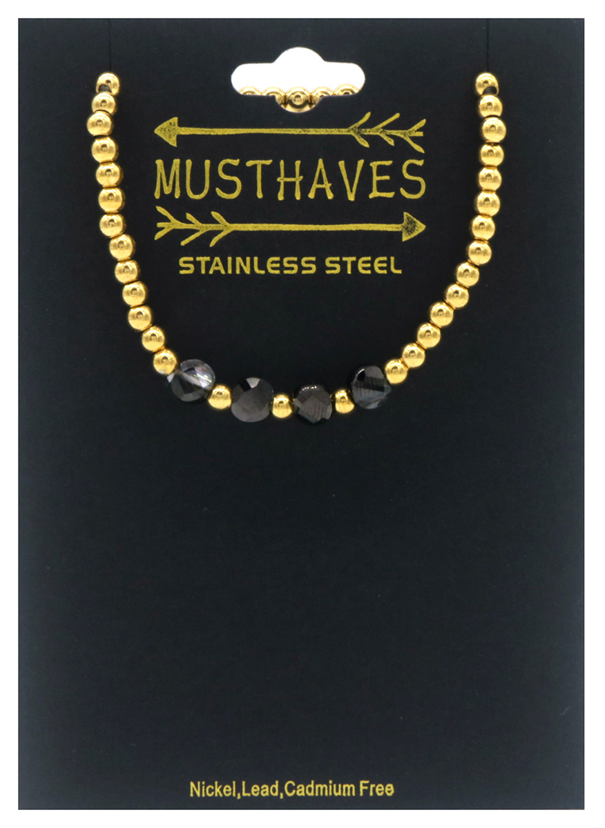 E-F15.3 B100-001-2 S. Steel Bracelet Glassbeads