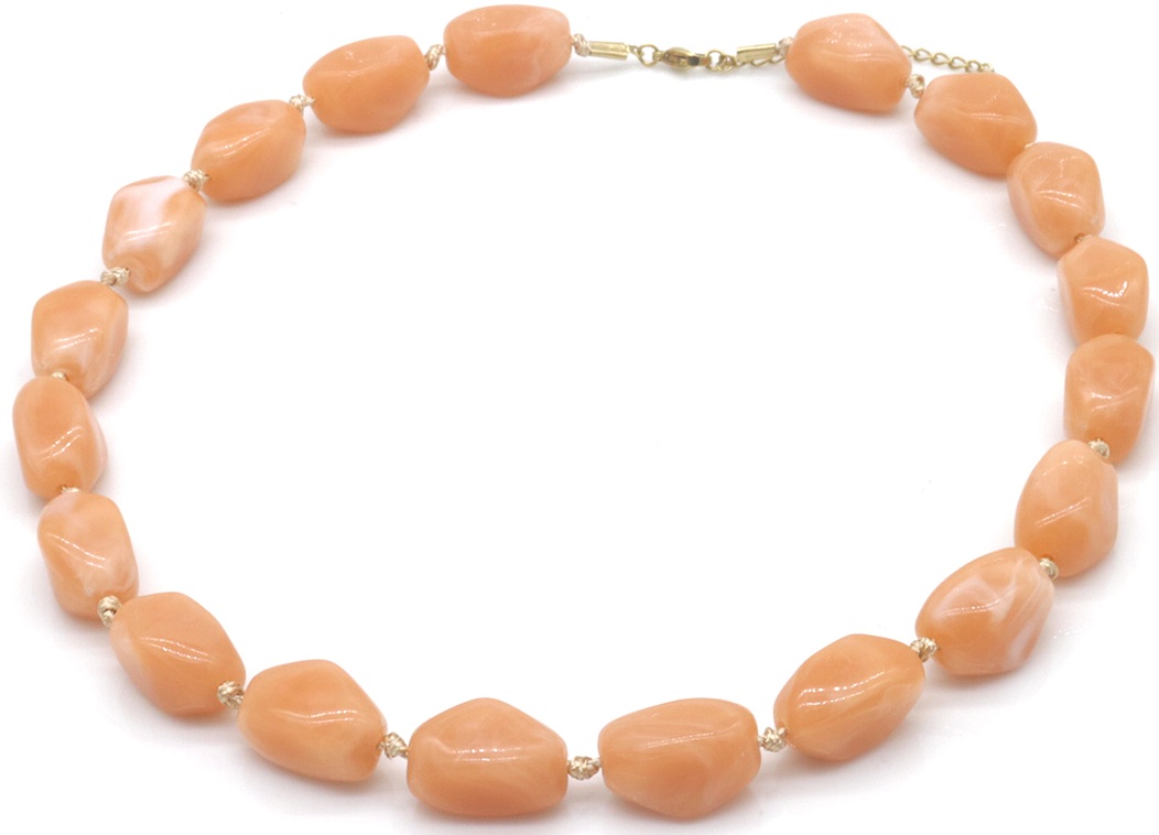 G-F24.1 N2582-016-5 Necklace with Acrylic Beads 47-55cm Salmon Pink