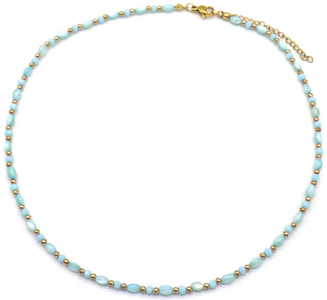 B-A4.5 N830-027-3 S. Steel Necklace Blue