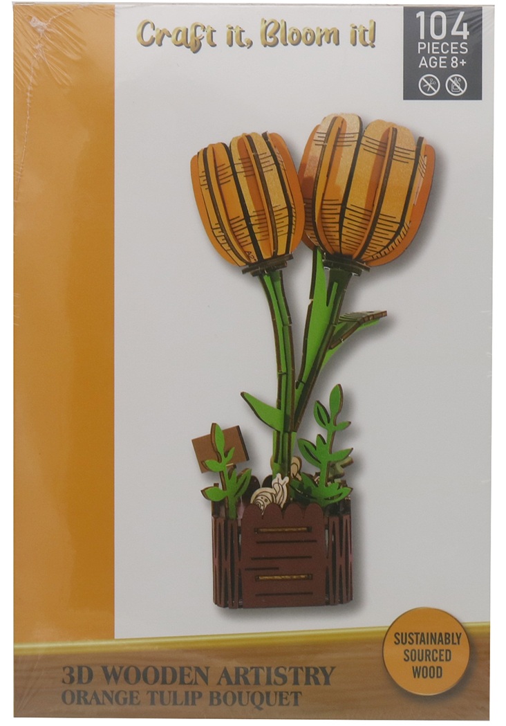 X-M10.2 TOY1153-004-9 Wooden 3D Puzzle 104pcs Tulip