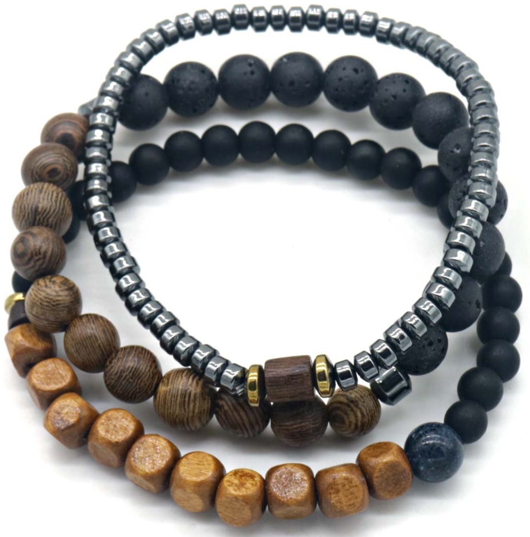 D-C11.2 B828-001 Bracelet Set Wood and Stones
