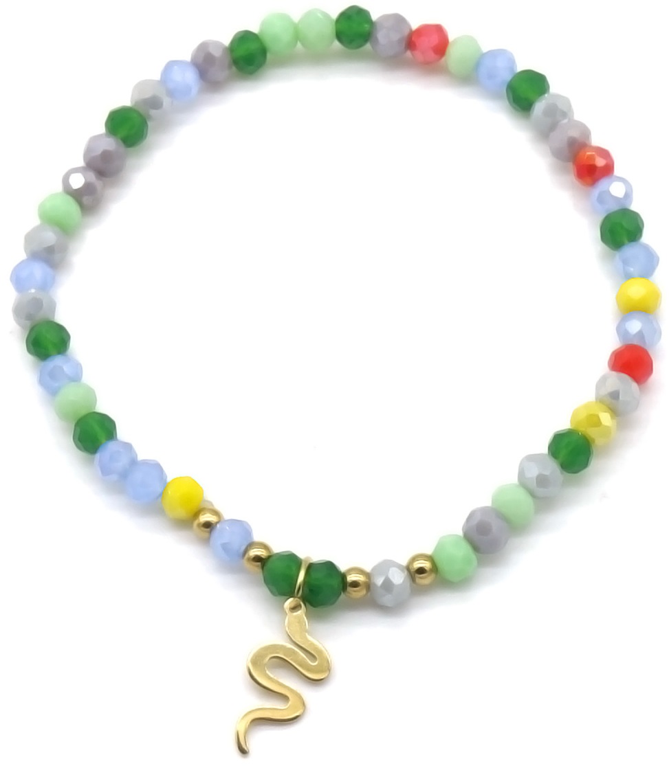 E-A15.1  B100-005-2 S. Steel Bracelet Glassbeads