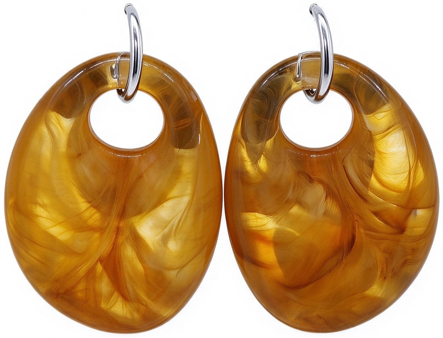A-C11.1  E2643-051S-3 S. Steel Earring 5cm Brown
