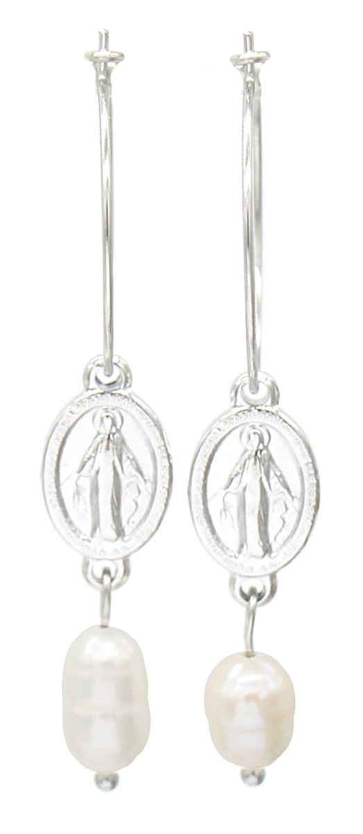 B-D5.3 E220-043 S. Steel Hoop Earrings 2x4.5cm Silver