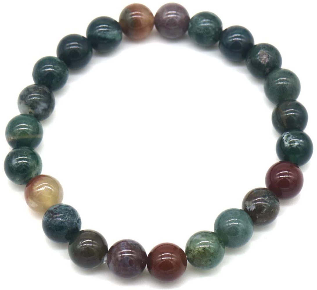 H-A19.4 B001-038 Stone Bracelet 8mm - Indian Agate - 19cm