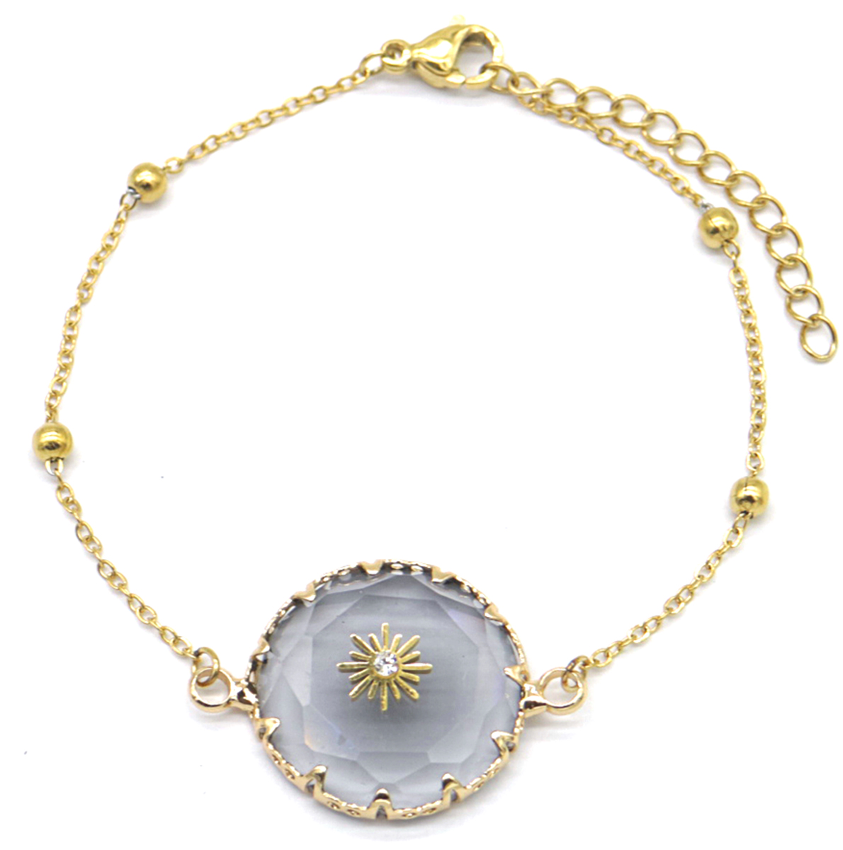 A-A14.1 B031-003G S. Steel Bracelet Glass 16-21cm