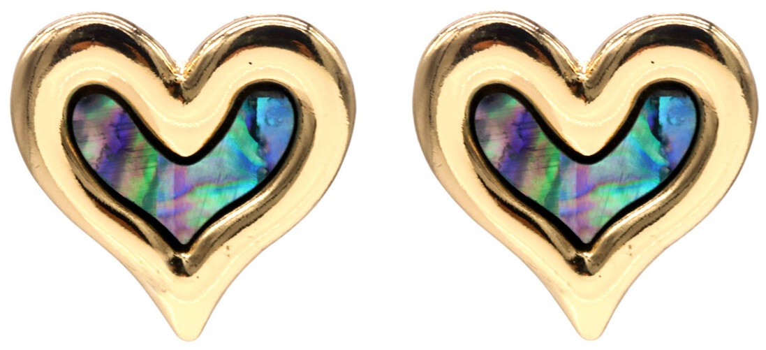I-B15.2 E2591-158G Fashion Earrings Heart MOP 3.5cm Gold