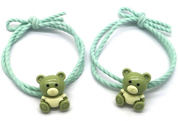 I-A21.1 H717-003 Hair Elastics Bear 2pcs Green I-A21.1 H717-003 Hair Elastics Bear 2pcs Green