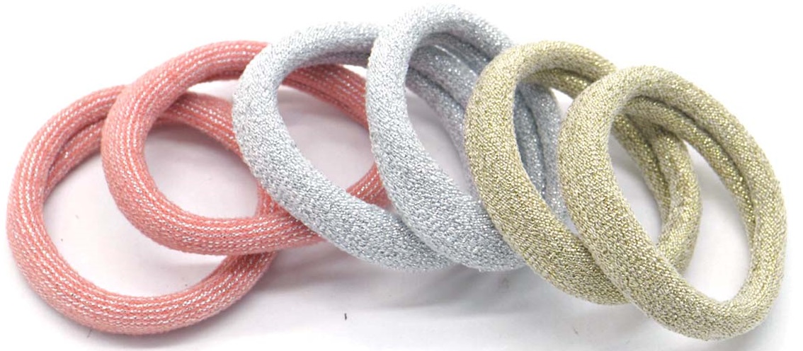 I-D24.1 H712-001 Hair Elastics No.3 Set 6pcs Multi