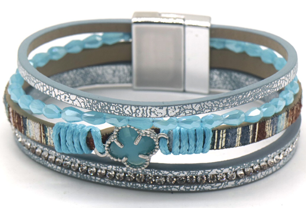 H-E2.2 B825-003-1 Leather Bracelet 19cm Blue