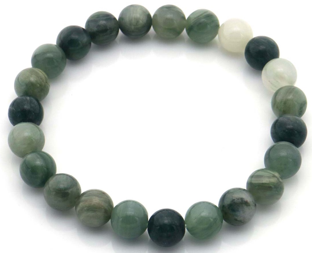 E-D6.2 B002-117 Stone Bracelet 8mm Green Grass Stone - 21cm