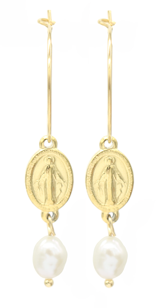 B-D3.2 E220-043G S. Steel Hoop Earrings 2x4.5cm Gold