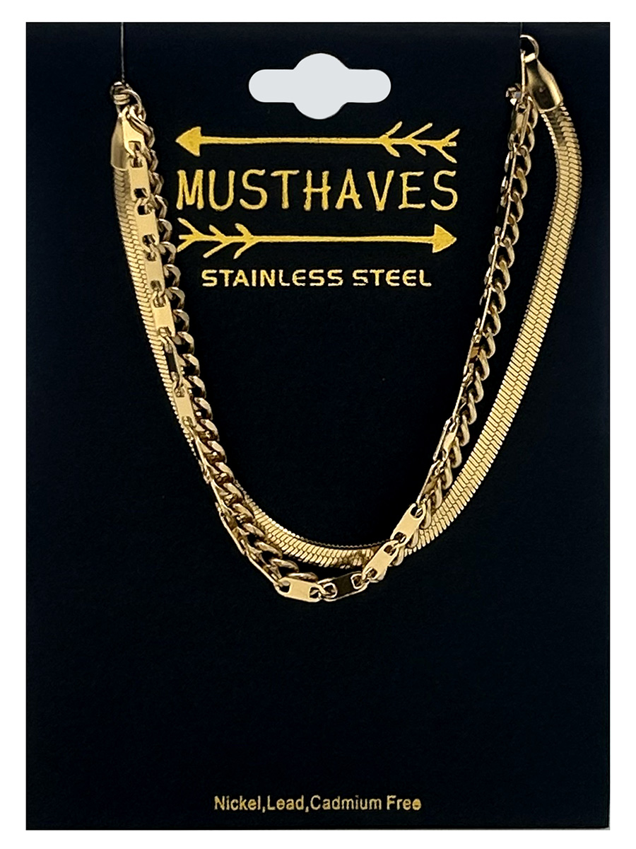 A-E5.1 B1131-007G S. Steel Bracelet Layered 16-21cm