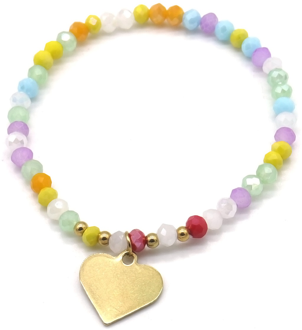 D-E16.2 B100-005-1 S. Steel Bracelet Glassbeads