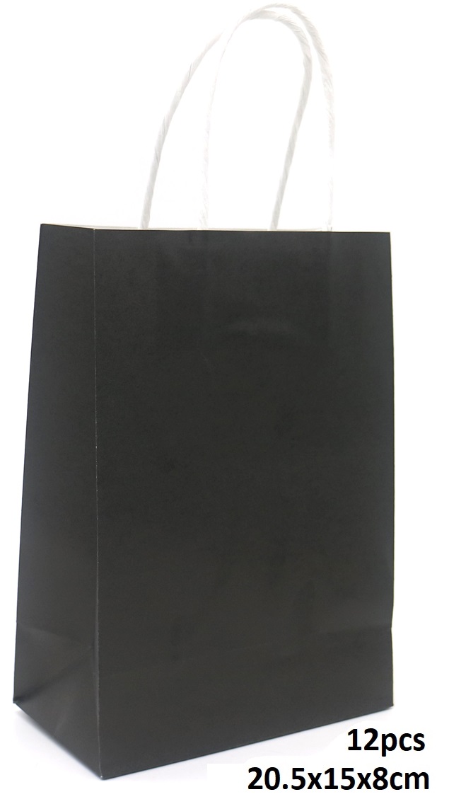 R-P7.1 PK525-002A Paper Bag 20.5x15x8cm Black - 12pcs