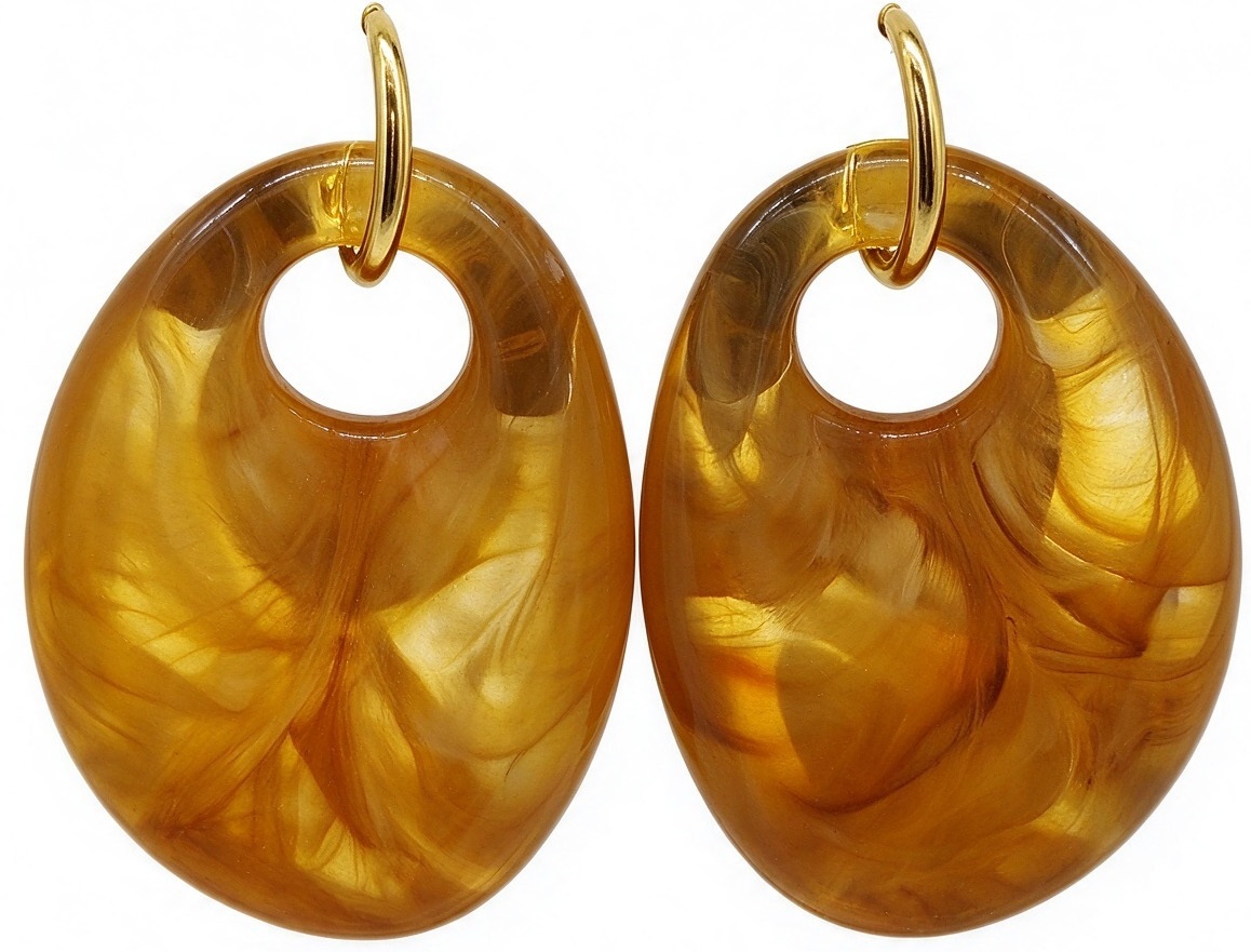 A-A23.1  E2643-051G-3 S. Steel Earring 5cm Brown