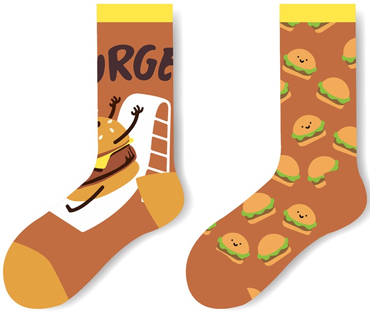 S-K1.3 SOCK2512-167 Pair of Socks Size 38-45 Hamburgers