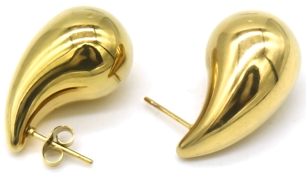 G-B23.1 E126-041G-M S. Steel Earrings Waterdrop 2.5cm