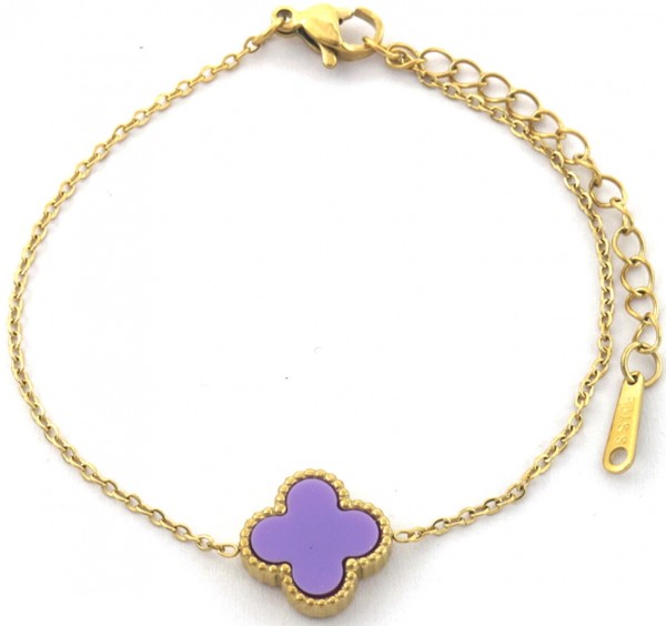 C-E5.1 B088-014G S. Steel Bracelet Clover Purple