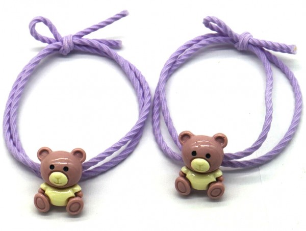 I-A6.1  H717-003 Hair Elastics Bear 2pcs Purple