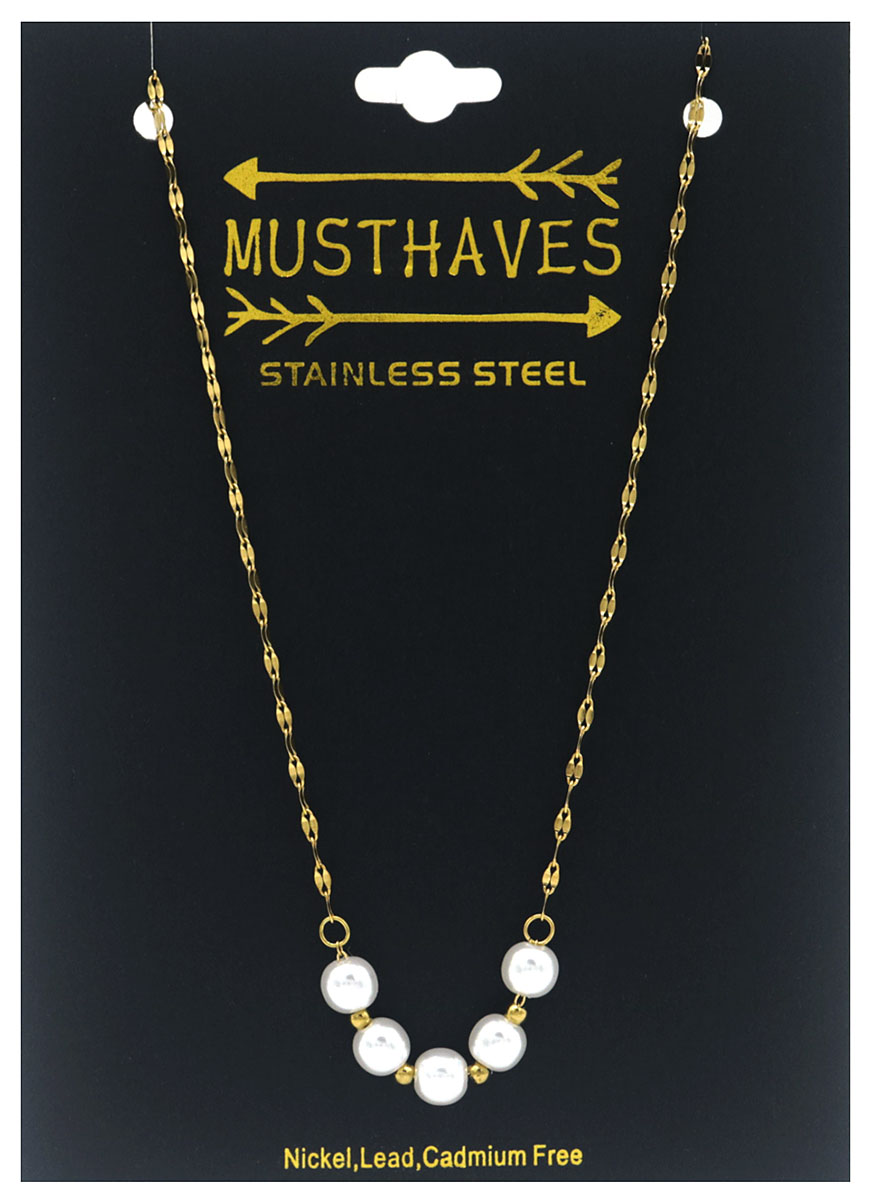 B-C11.1 N101-010G S. Steel Necklace Pearls